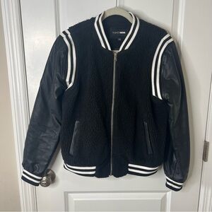 Black & White Letterman Bomber Jacket